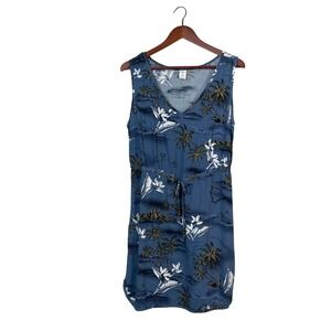 Hawaiian Tropical Island Print Sleeveless V-Neck Dress Women's